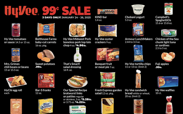 an image of a variety of grocery products with sale prices next to them