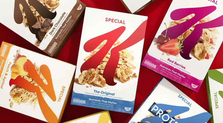 A photo of a range of special K cereal boxes