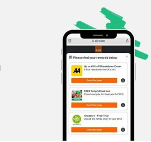 an image of a mobile phone showing the B&Q app and brands advertising on it