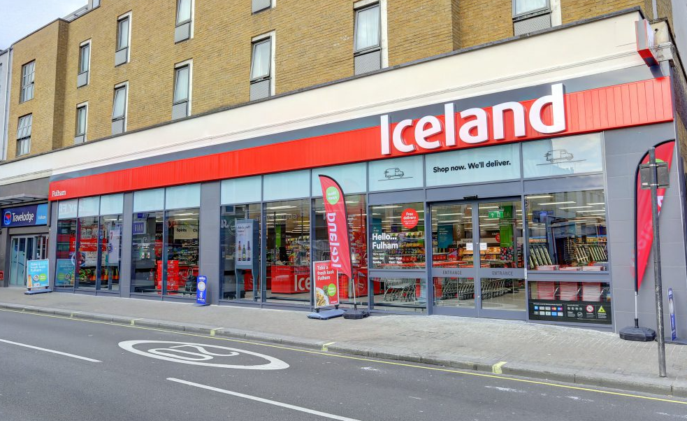 A photo of the exterior of an Iceland store