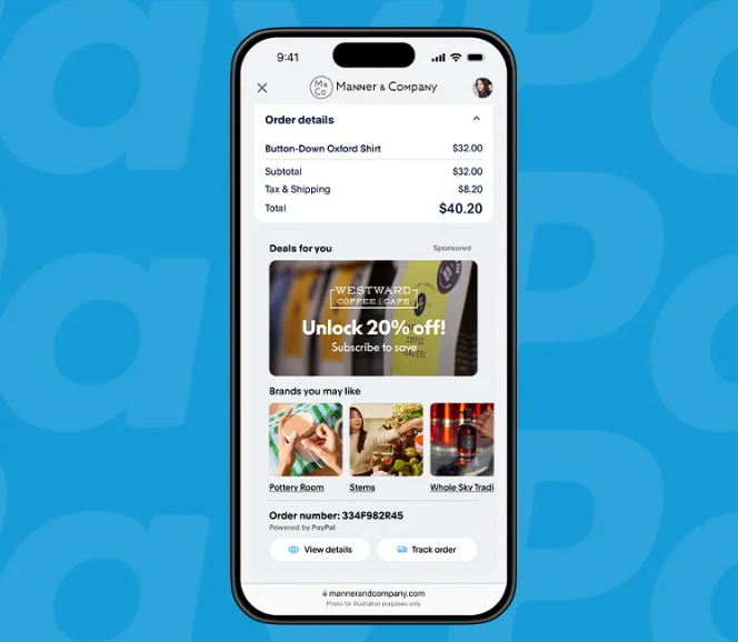 A cell phone with what looks like the checkout screen of a retailer website on its screen.