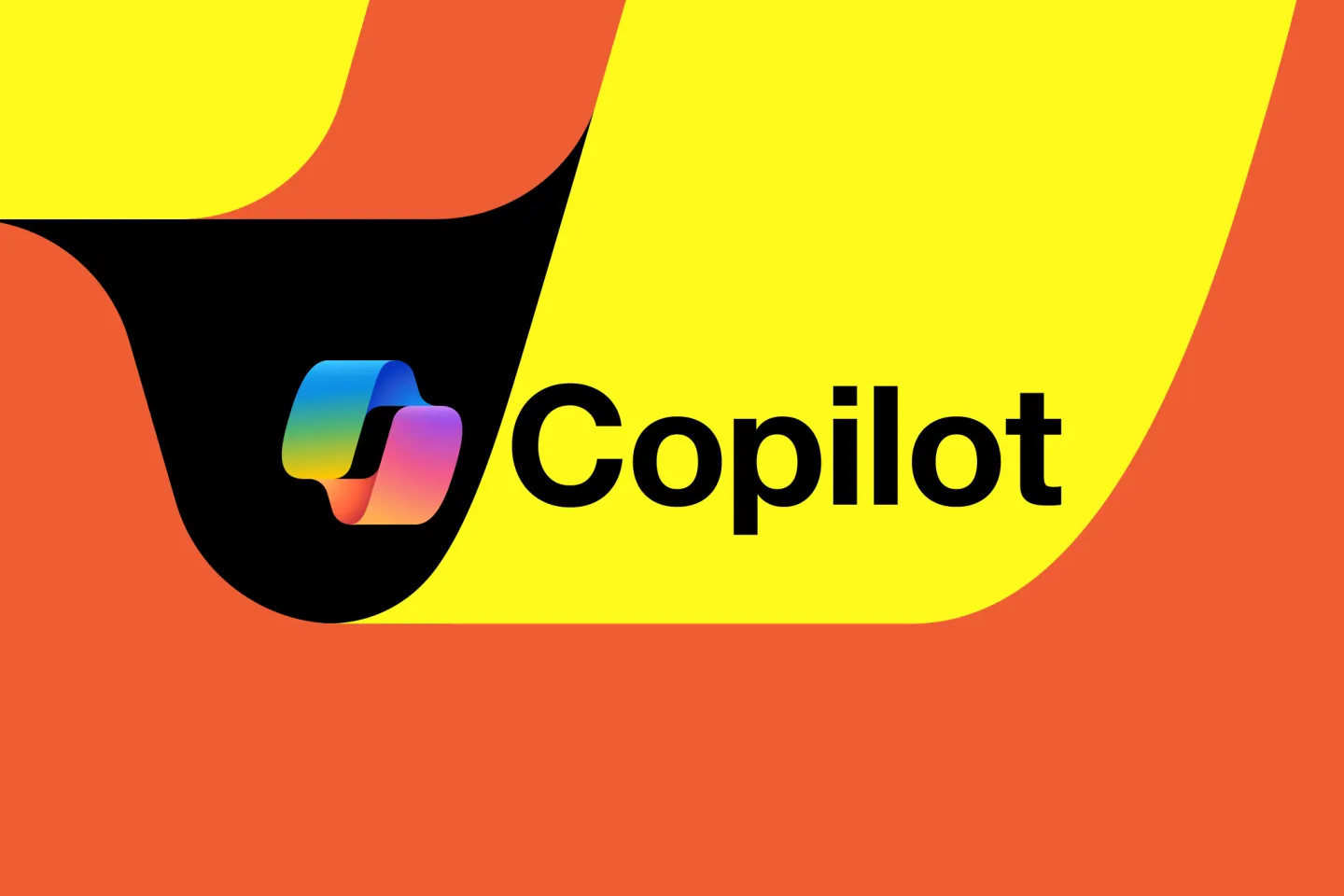 An orange background with layers of yellow. In front of the colours is the Copilot logo.