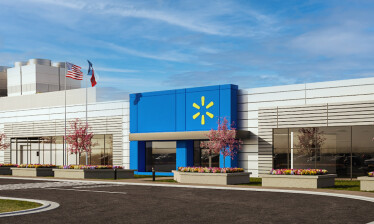 The outside of a Walmart store.